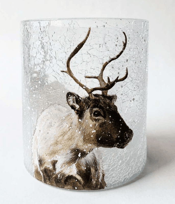 Lysglass Krakelert Frostet Reinsdyr